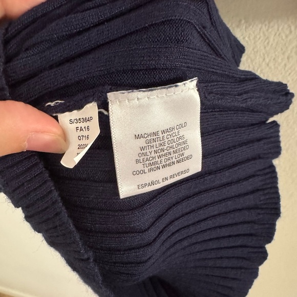 STYLE&CO MULTI-COLOR STRIPE 3/4 SLEEVE MOCK NECK RIBBED KNIT TOP Size PL - Picture 4 of 5